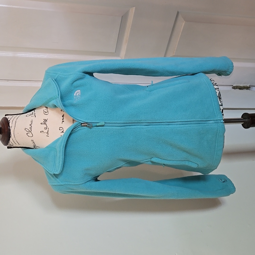 The North Face, turquoise fleece jacket